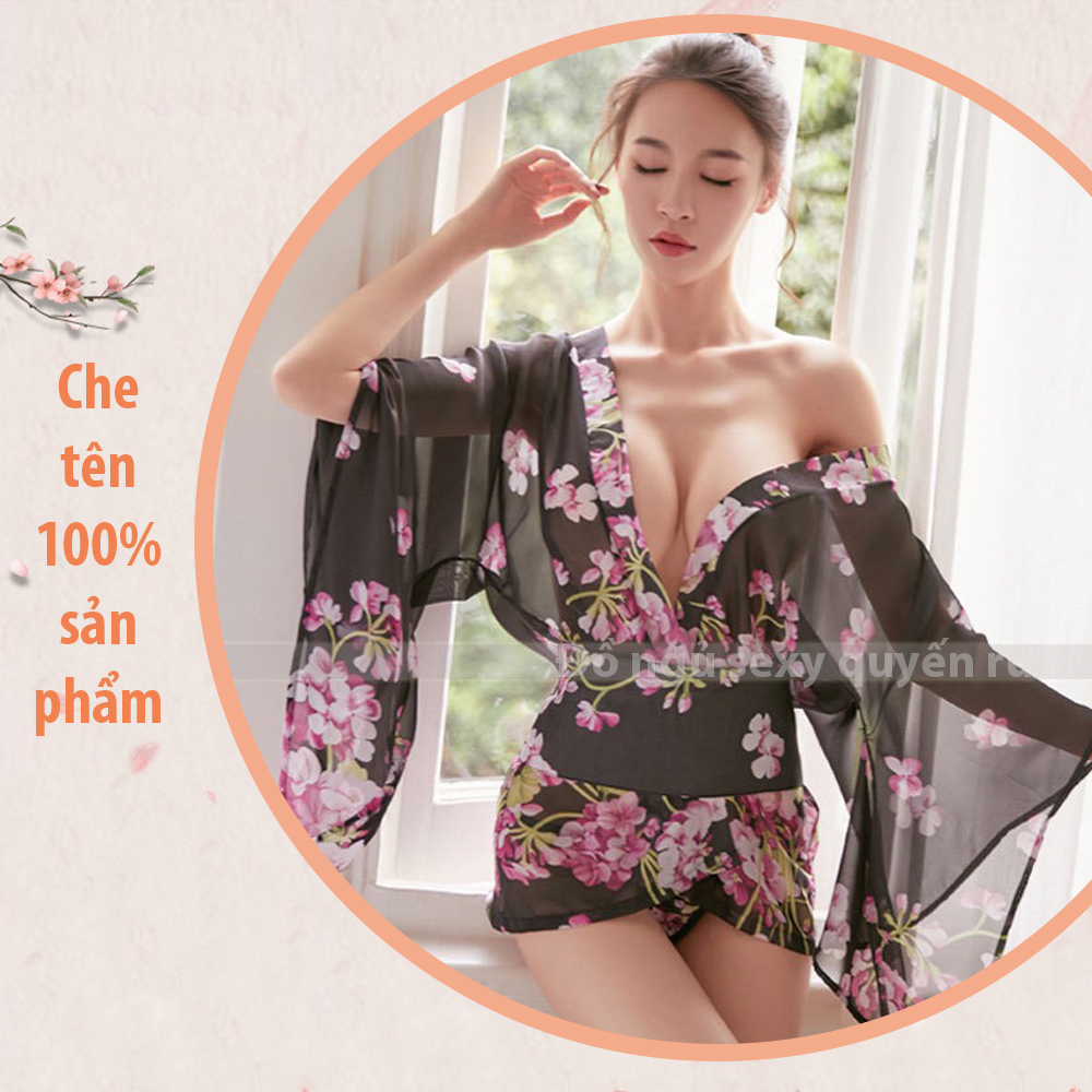 Váy ngủ áo choàng kimono phong cách nhật xuyên thấu sexy gợi cảm P36 - Đầm ngủ áo choàng quyến rũ - Đồ ngủ nữ