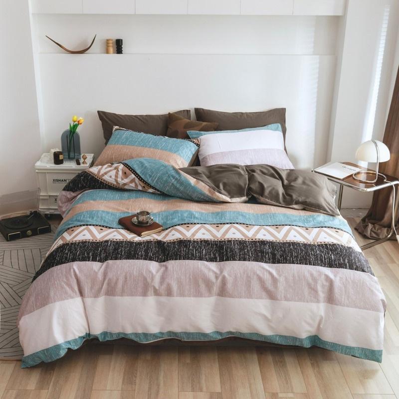 Set Cotton Living Hàng Nhập Khẩu Cao Cấp 4 Món Xám Tam Giác Hiện Đại