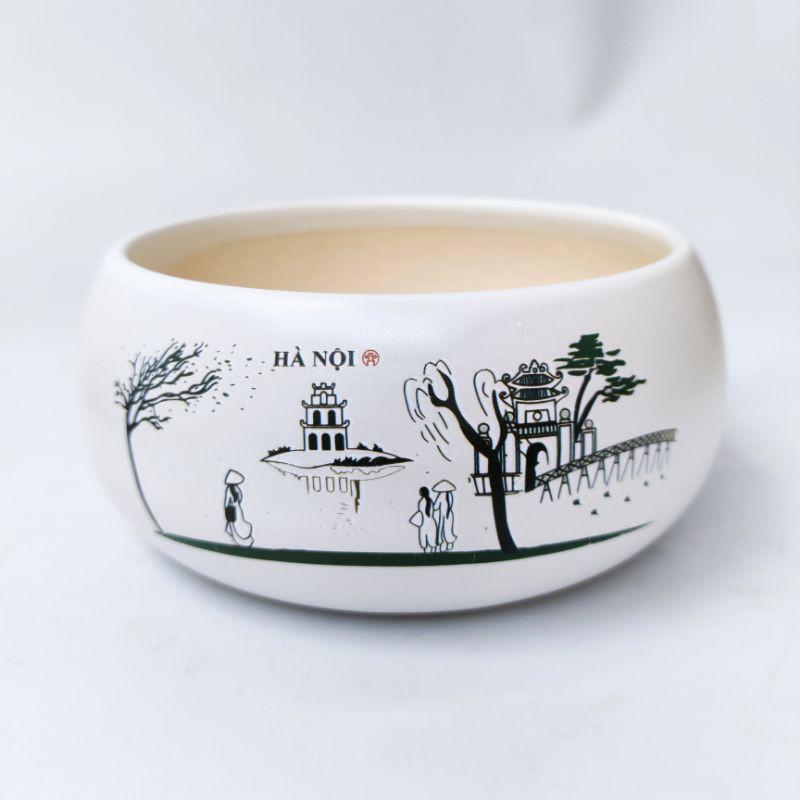 Chậu hạt dẻ lùn, có phân loại chậu không lỗ trồng sen mini, ang tròn to trồng cây bonsai, cây cảnh đẹp có in hình