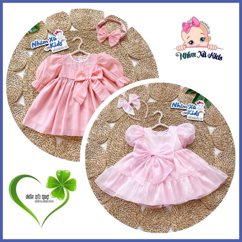 Váy Tơ Hồng Phấn Bé Gái 4 Đến 28kg, Đầm Công Chúa Bé Gái