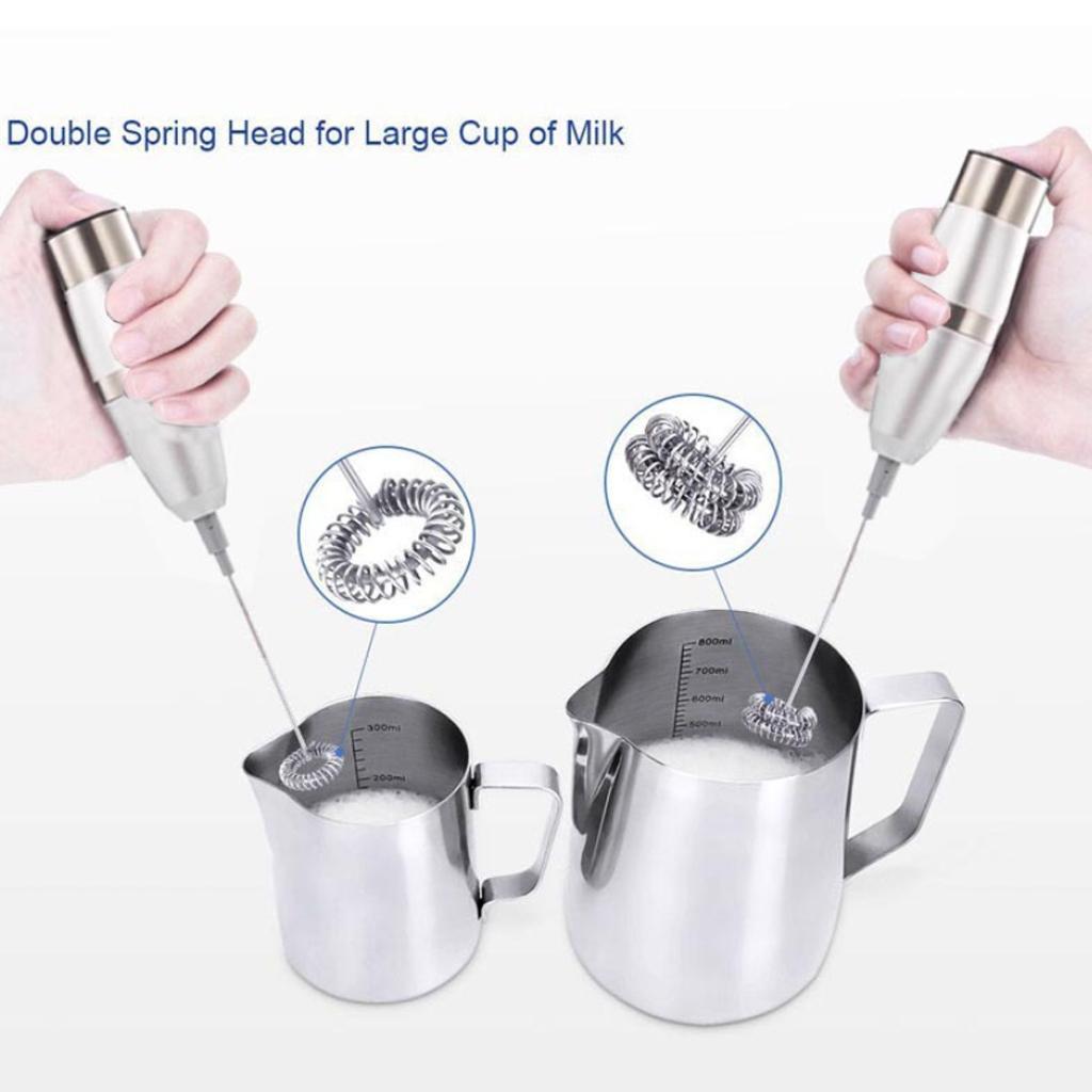 Egg Milk Frother Hand-held with 2 Spring Whisk Head Electric Splatter Screen