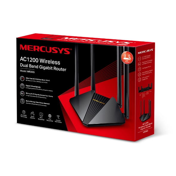 [Hàng Chính Hãng] Bộ Phát Wifi Mercusys MR30G Băng Tần Kép Chuẩn AC Tốc Độ 1200Mbps Cổng LAN Gigabit