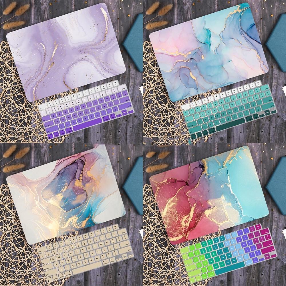 For macbook  Marble Print Hollow Logo Hard Case Pro 14 13 2021 2020 M1 Chip A2442 A2338 A2337 A2251 A2289 Air 13 A1932 A2159 A1466 A1706 A2179 A2289 A2251 A2141