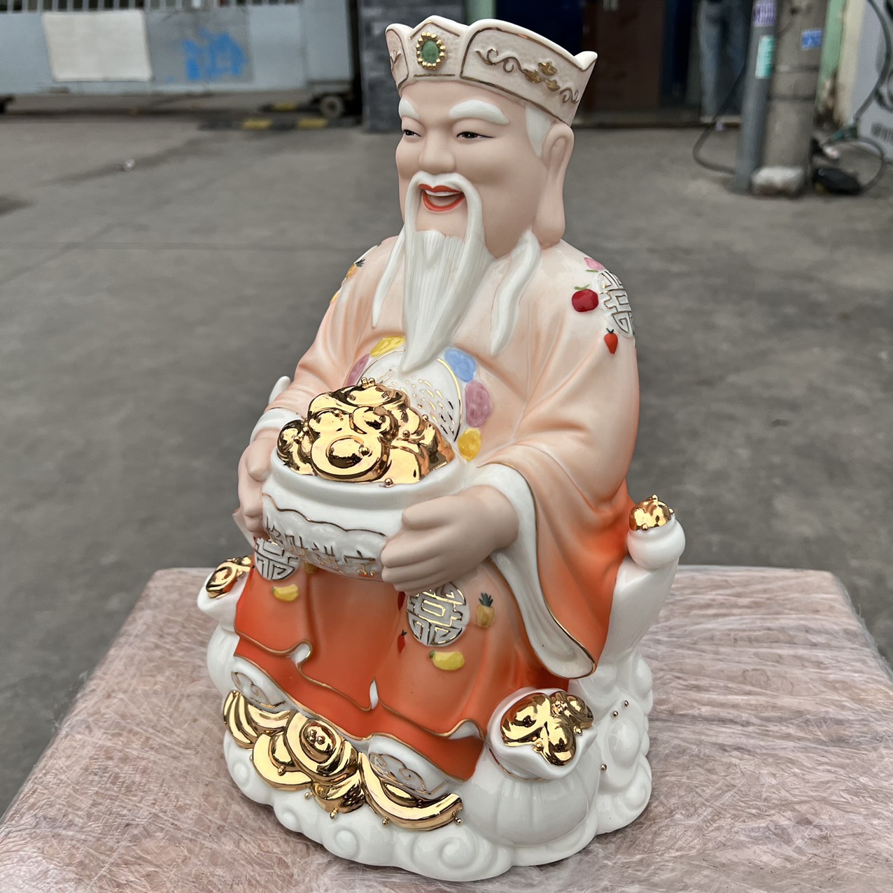 Tượng Thần Tài Thổ Địa sứ đức hóa cao cấp nhập khẩu Đài Loan cao 29cm – Đỏ