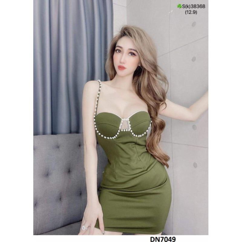 Đầm body cúp ngực 2 dây đính hạt