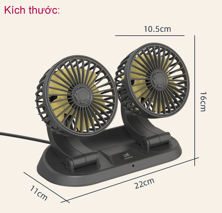 Quạt mát trên oto xe hơi gió mạnh xoay đa hướng - AGD9212