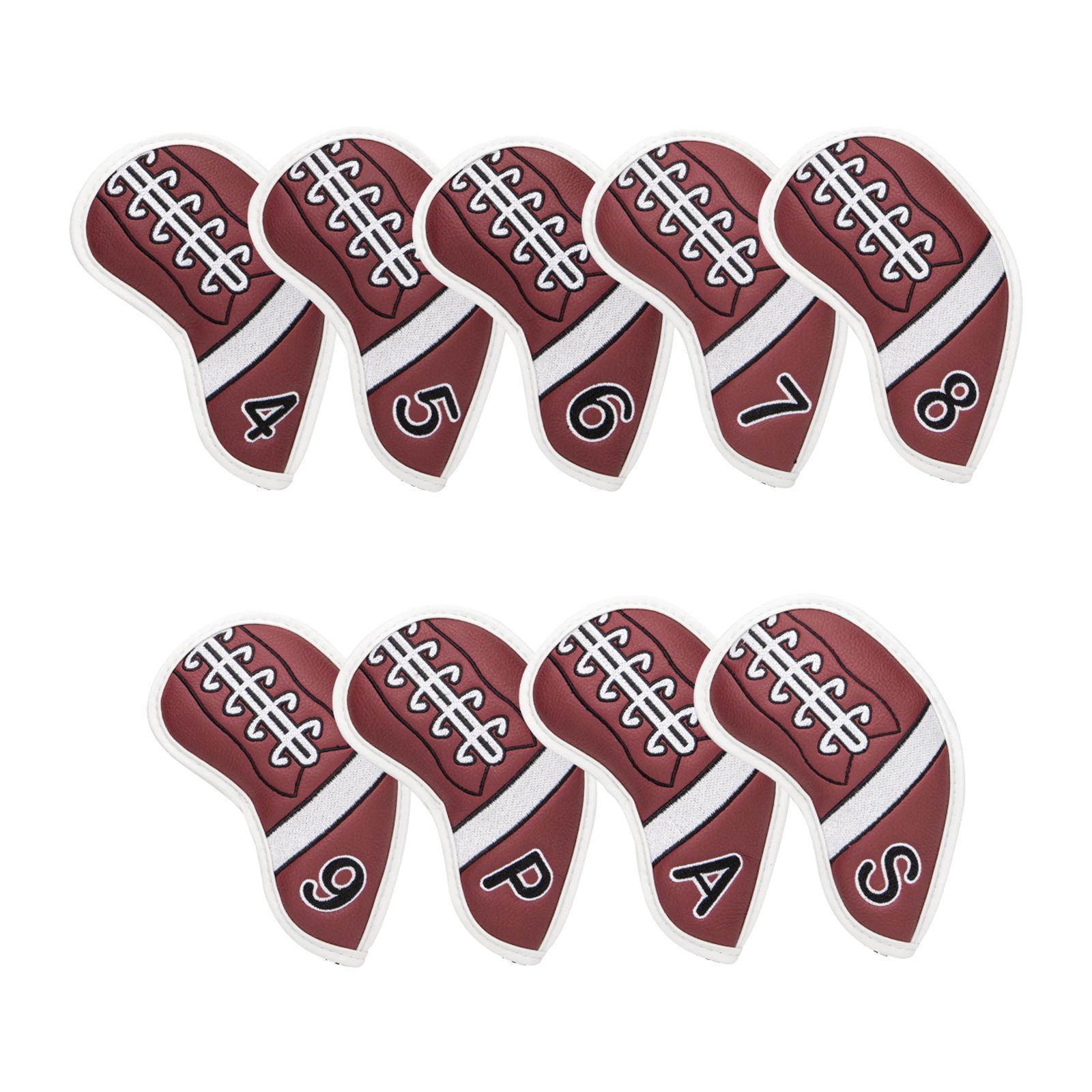 Golf Club Iron Head Covers, 9 pcs Golf Headcover Set, Thick Synthetic Leather Golf Iron Head Covers Set Fit All Brands Irons