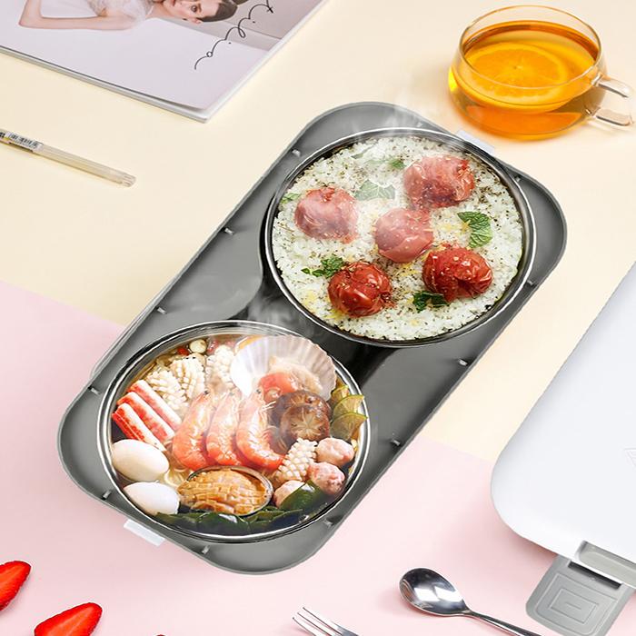Hộp Cơm Văn Phòng Dhfc02 Hộp Cơm Giữ Nhiệt Cắm Điện Hâm Nóng Thức Ăn Cách Thủy Đa Năng 3 Tầng Với 4 Cốc Đựng Inox 304 Vô Cùng Tiện Lợi - Hàng Loại 1
