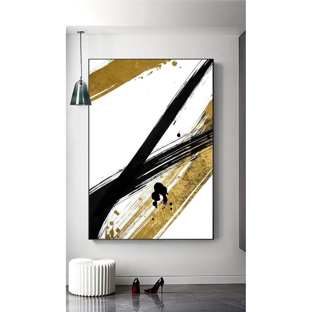 Tranh treo tường | Tranh trừu tượng Black and gold Brushstroke, Bedroom Wall Art