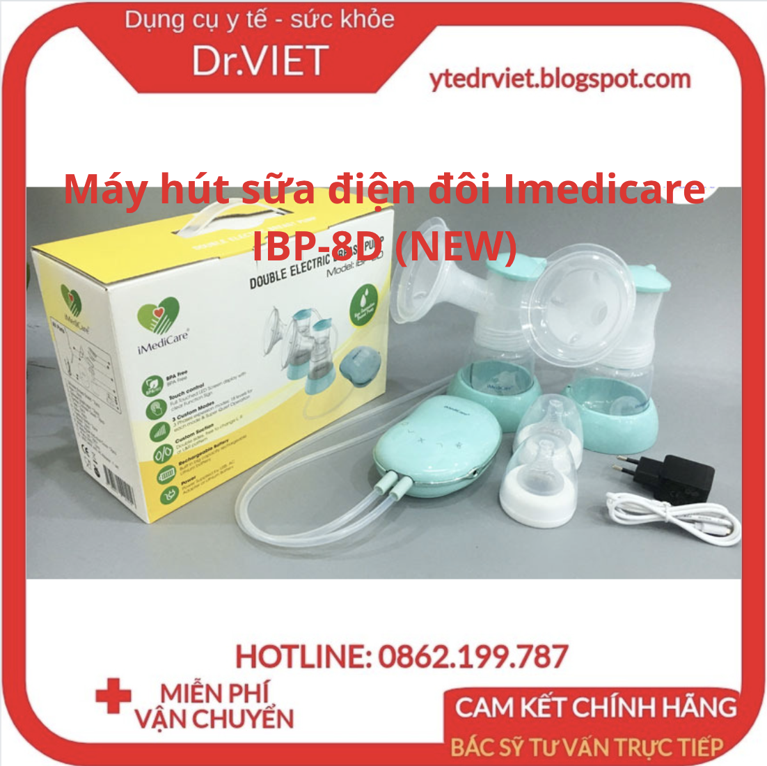 Máy hút sữa điện đôi Imedicare iBP-8D (NEW) (Hàng Chính Hãng)