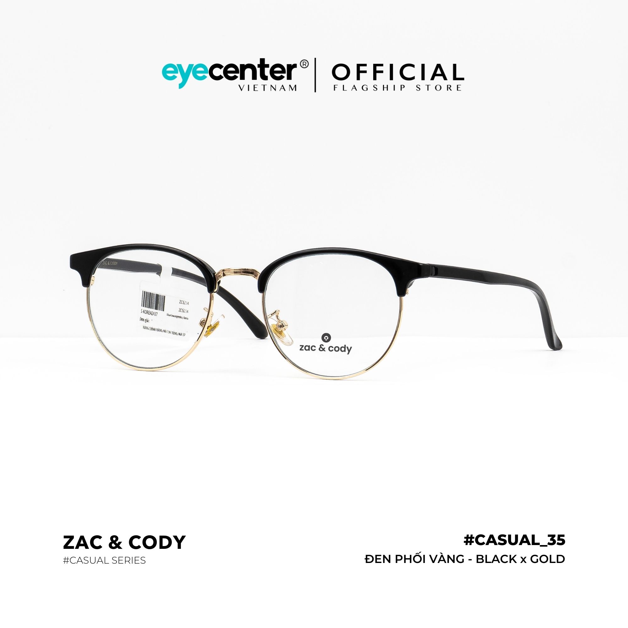 Gọng kính cận nam nữ chính hãng C35-S by ZAC & CODY nhựa dẻo phối kim loại nhập khẩu by Eye Center Vietnam