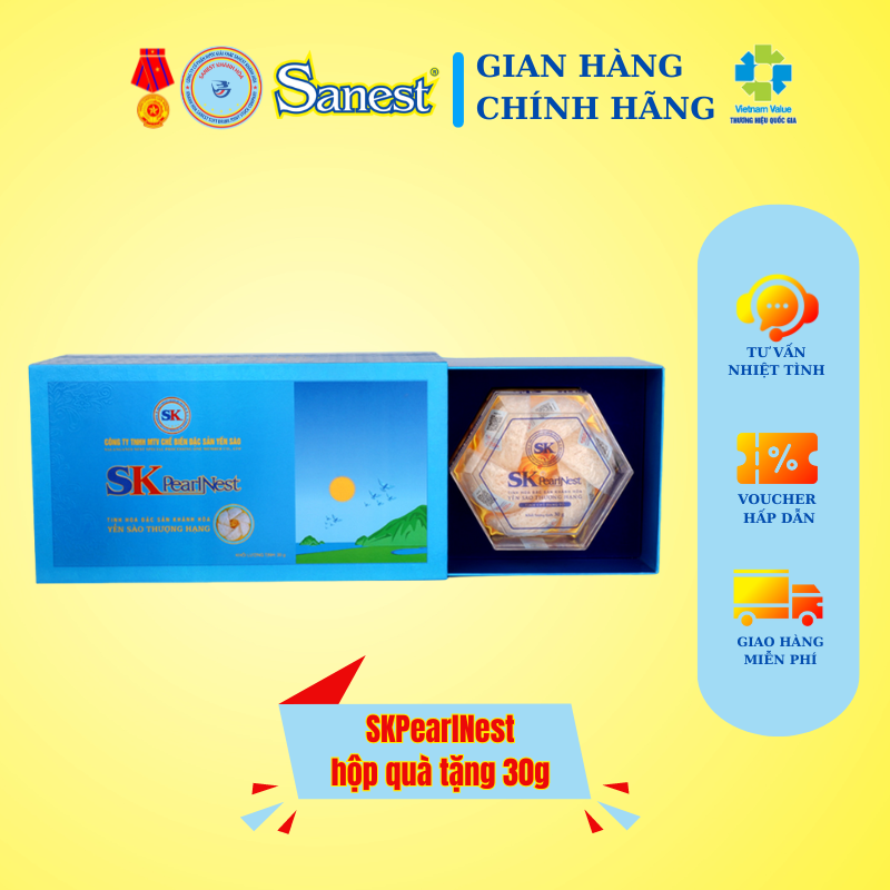 SKHPearlNest Khánh Hòa Đặc sản Yến sào - Tổ yến tinh chế hộp quà tặng 30g