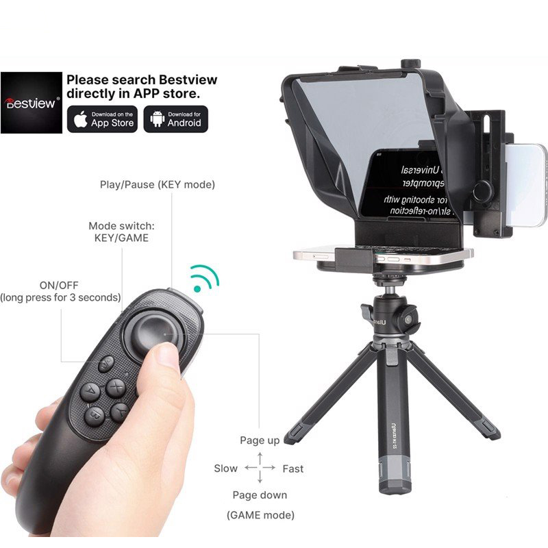 Ulanzi Teleprompter PT-16 - Máy Nhắc Chữ Mini Cho Vlogger, Nhà Báo, Người Thuyết Trình, Dùng Cho Smartphone, Tablet - Hàng Chính Hãng