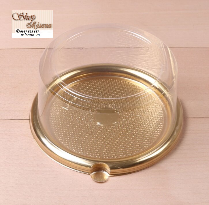 Bộ 20 hộp nhựa tròn đế vàng A1680 kích thước 16x16x8cm