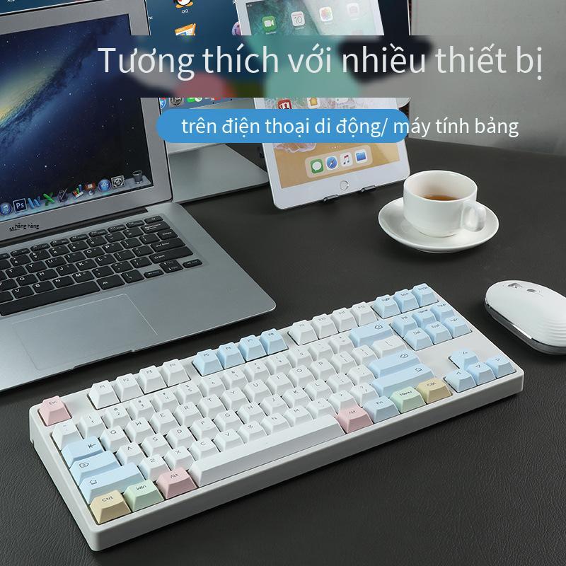 Bàn phím cơ tùy chỉnh ba chế độ không dây Bluetooth thuận lợi nhất Ánh sáng RGB 87 phím trục có thể thay thế nóng cho trò chơi thể thao điện tử