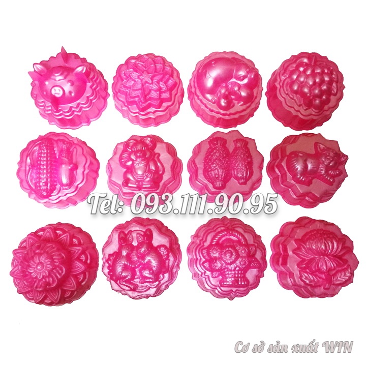 Bộ 10 khuôn rau câu trung thu - Khuôn hồng loại 10 cm - Mã số 1042