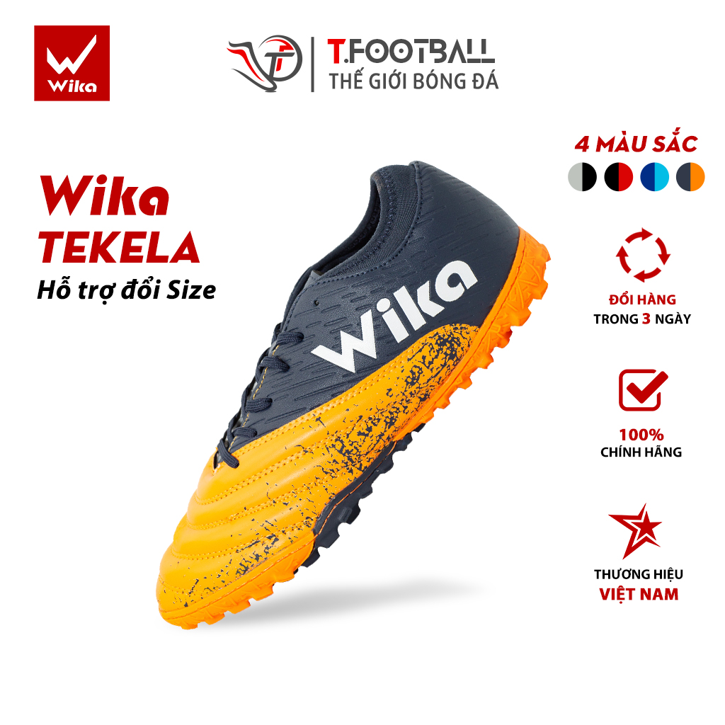 Giày Đá Bóng WIKA Tekela Chính Hãng Da Cao Cấp Phủ Nano Khâu Full Đế – Da Cam,43