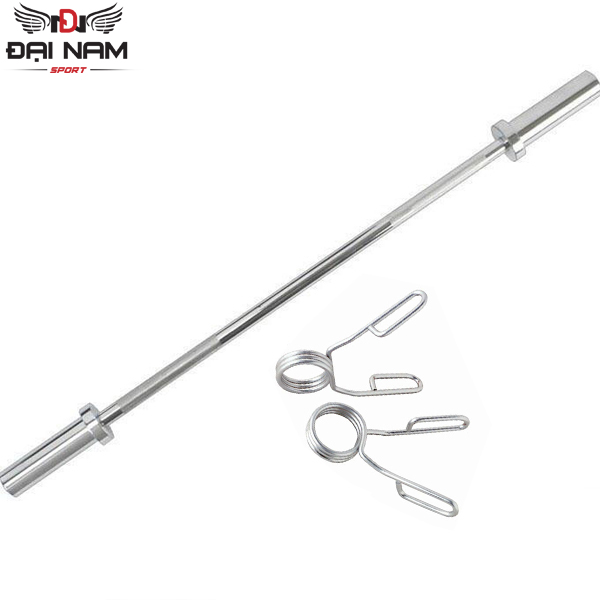 Đòn Tạ Dài 1m8 Inox Phi 50 Nhập Khẩu Đại Nam Sport + Kèm 2 Khóa Tạ