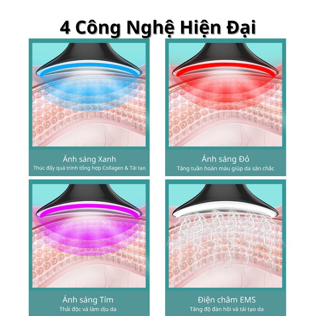 Máy đẩy tinh chất massage nâng cơ mặt kết hợp điện châm EMS 4D Sothing, xóa nếp nhăn và trẻ hóa làn da- Hàng chính hãng