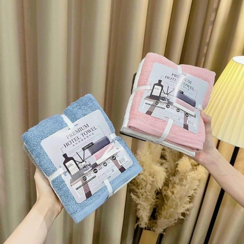 Set 4 khăn tắm sợi cotton mềm mịn, thấm nước