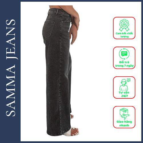 Quần Jean ống suông nữ đẹp SJP07, Quần bò nữ ống rộng basic chất vải thoáng mát co giãn 4 chiều, thương hiệu Samma Jeans