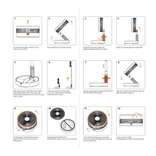 Quạt Sạc Điện Gấp Gọn Nanoco NFF1617P Màu hồng - Hàng chính hãng