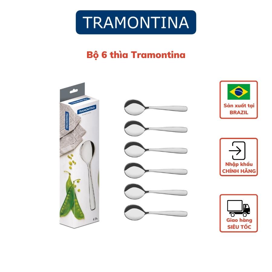 Bộ 6 Thìa Ăn Cơm Tramontina Essentials Chất Liệu Thép Không Gỉ An Toàn Cao Cấp Sản Xuất Tại Brazil