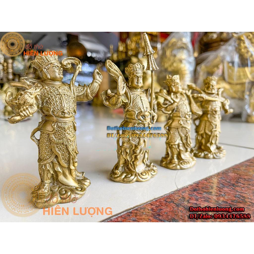 Bộ Tượng Phật Tứ Đại Thiên Vương Màu Vàng Bằng Đồng Đẹp Cao 12cm