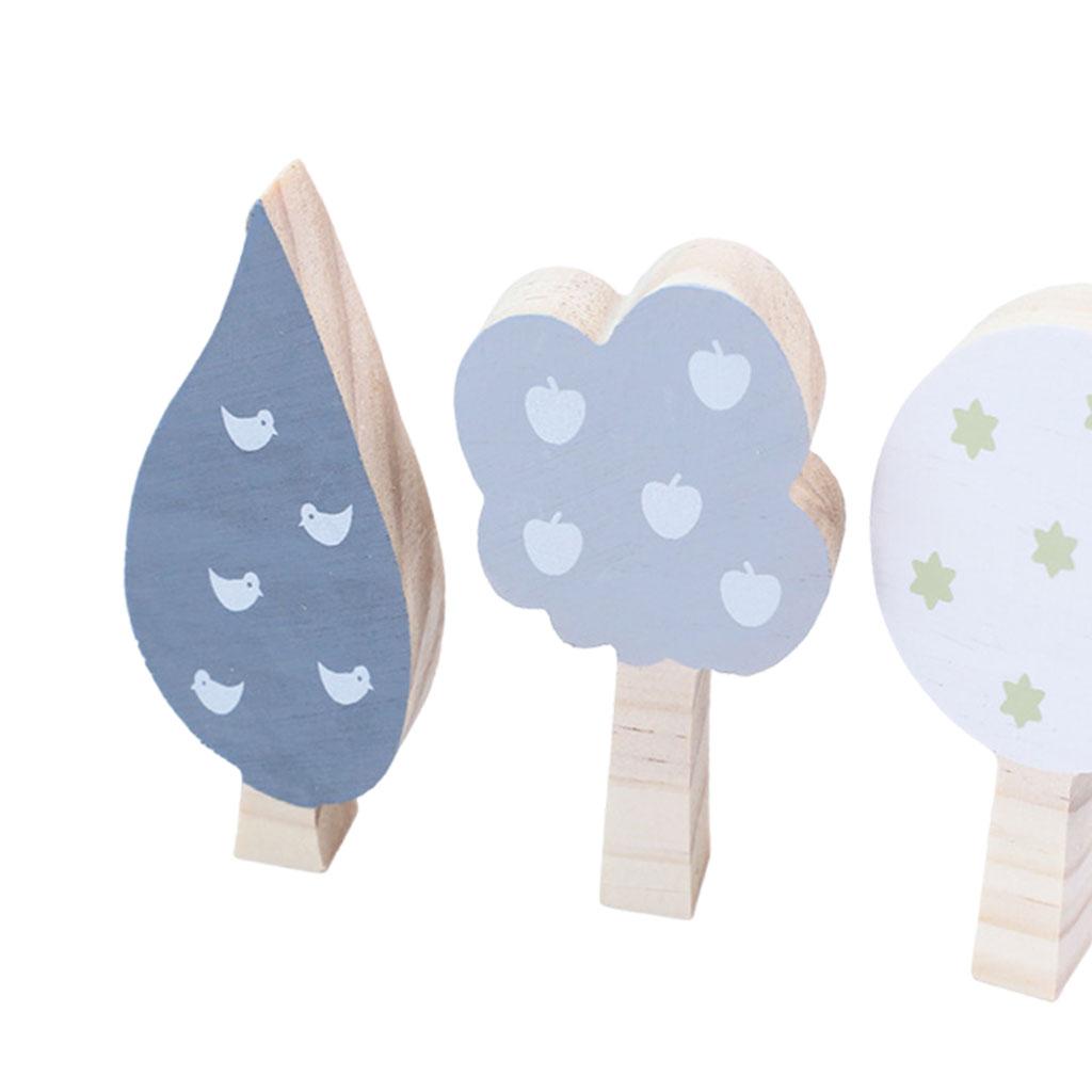 Mini Trees Building Blocks Ornaments Wooden Room Decor Wood Ornaments for Photo Props