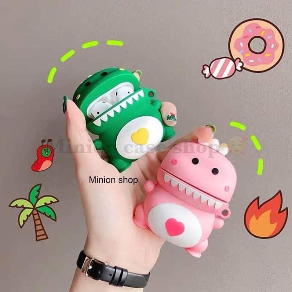 Bao Case Ốp dành cho airpod 1 và 2, cho tai nghe bluetooth i11,i12, i100, i9s... silicon 3D khủng long kute cao cấp