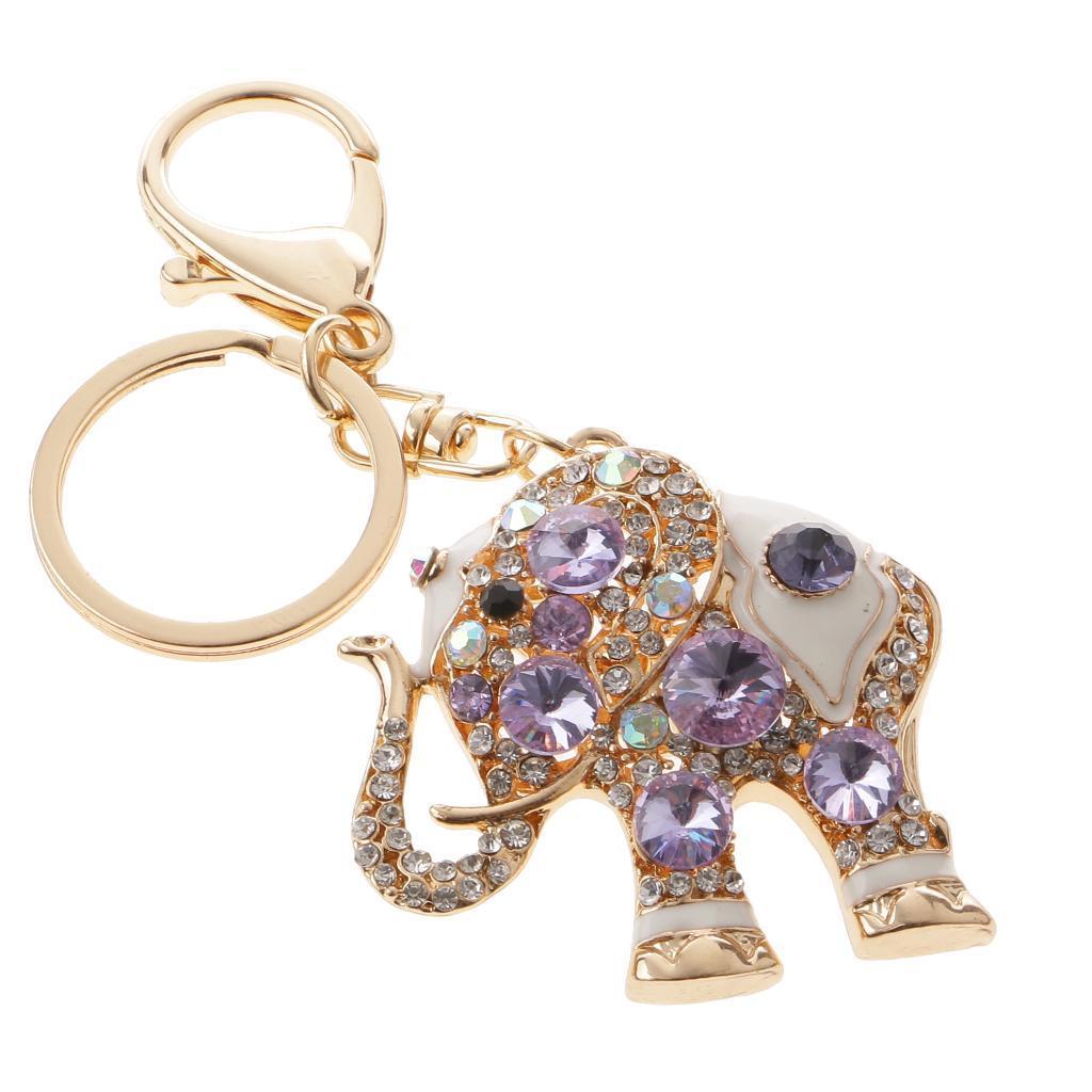 Elephant Keychain Crystal Keyring Key Ring Chain Purse Bag Charm Pendant Keyfob