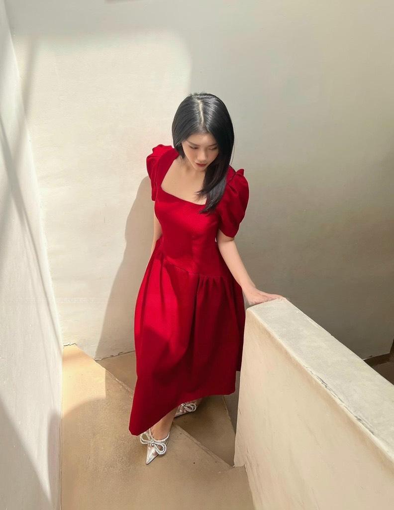 ĐẦM XOÈ TAY PHỒNG NHÚN HÔNG 14004