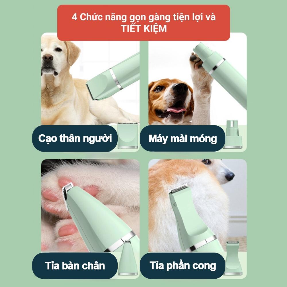 Tông Đơ Cắt Lông Chó Mèo Đa Năng 4 TRONG 1 - Máy Mài Móng, Cạo Lông Kiêm Tỉa Lông Bàn Chân Cho Chó Mèo-K1856