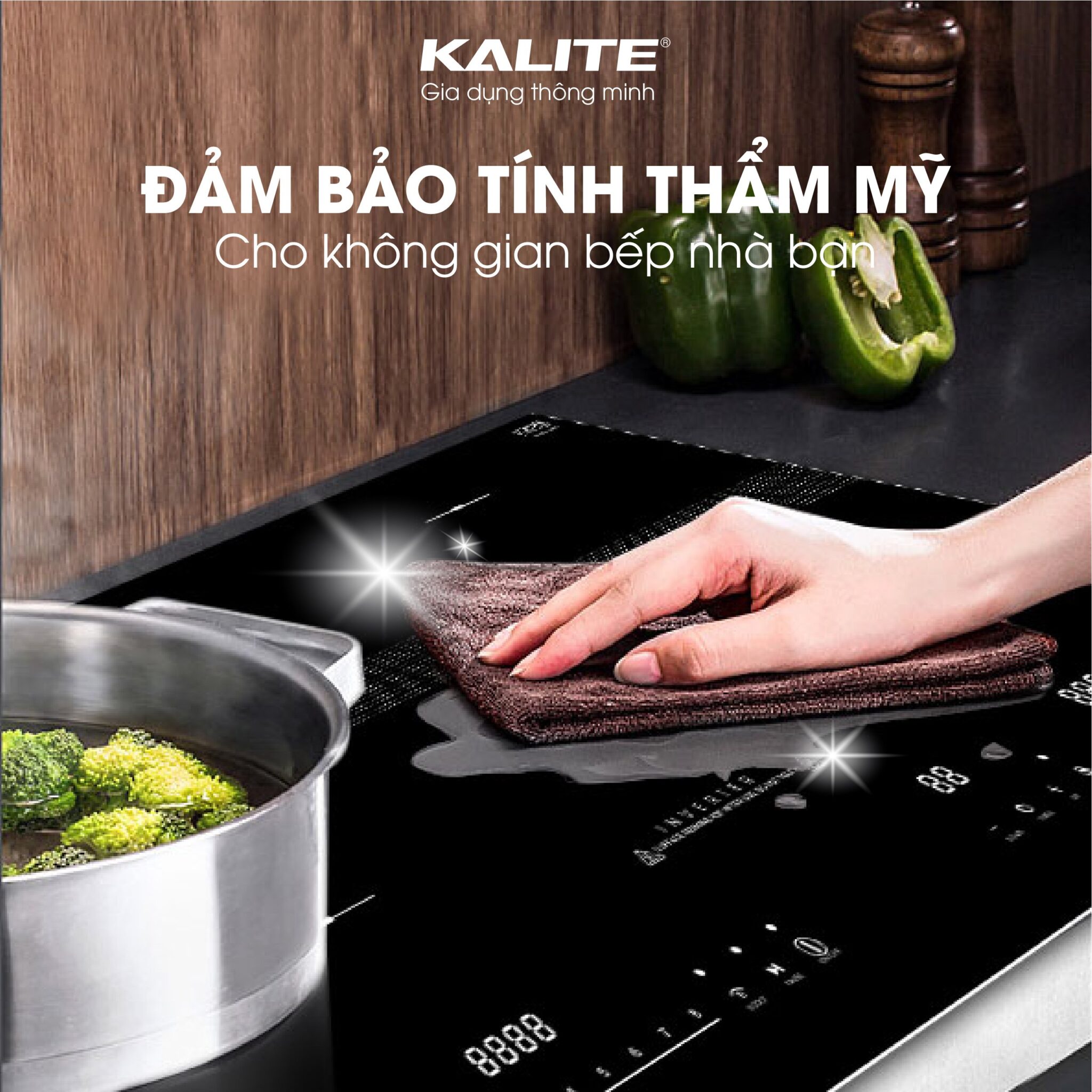 Bếp Từ Đôi Cao Cấp Inventer KALITE KL-3900 Sản Xuất Tại Thái Lan Mặt Kính Cường Lực, Khóa Trẻ Em Công Suất 4400 W - Hàng Chính Hãng