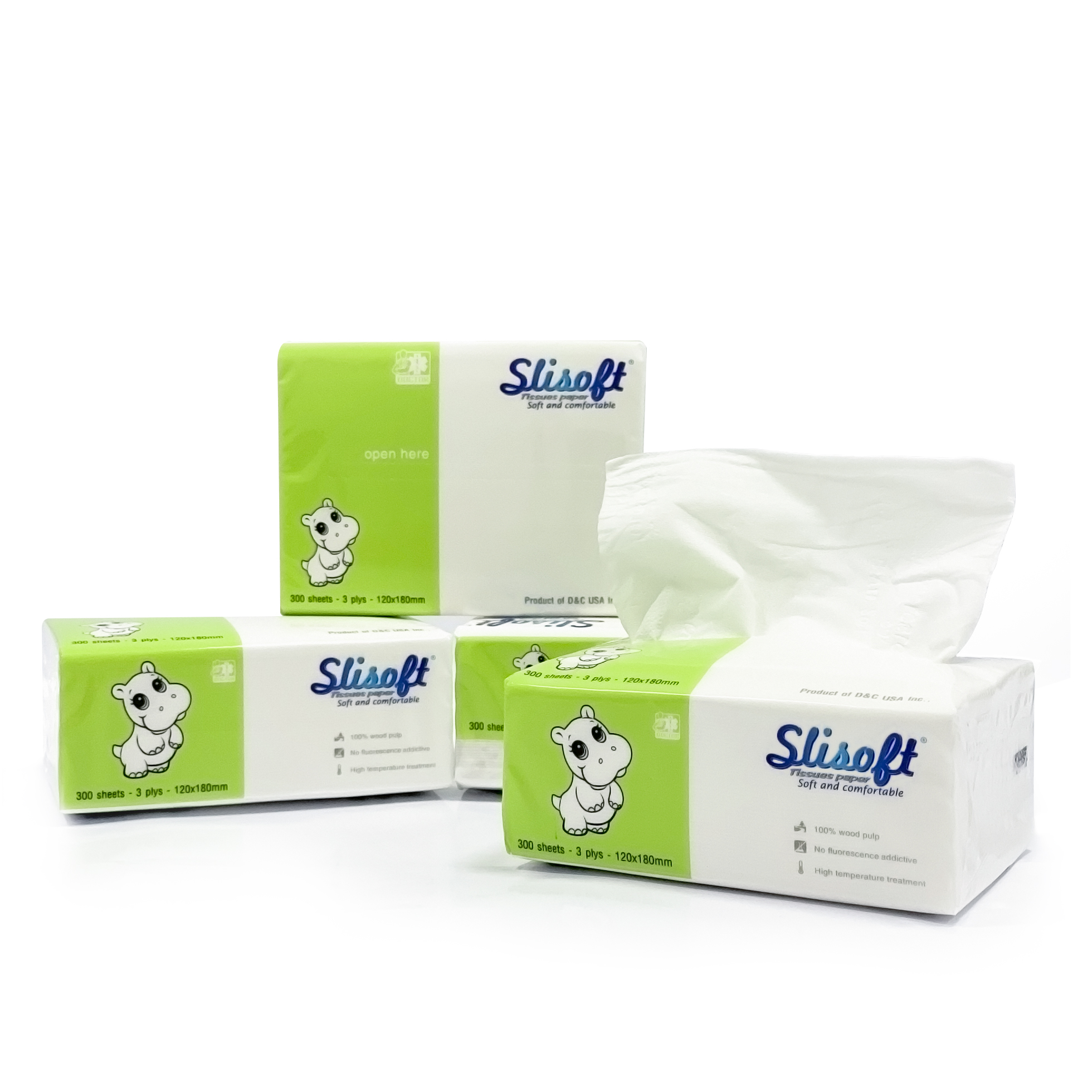 Giấy ăn Slisoft Trắng 100 tờ x 3 lớp, khăn giấy khô thân thiện môi trường không chất tẩy trắng an toàn cho cả gia đình