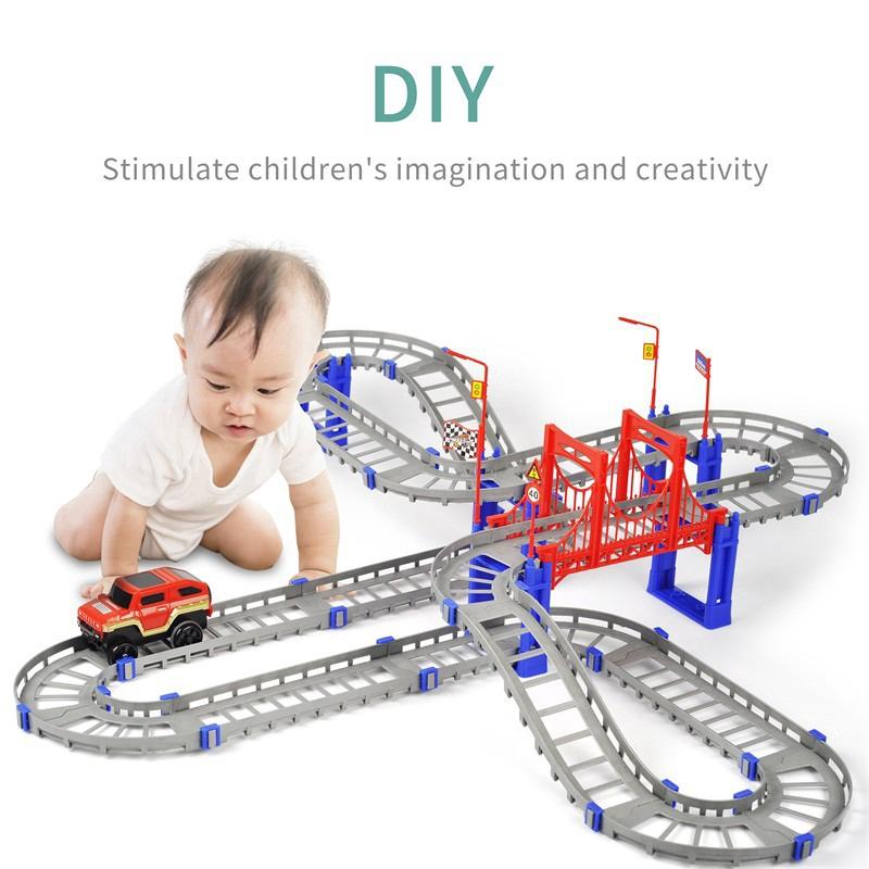 Đồ chơi xe lửa đường ray, lắp ráp, lắp ghép, Nhưa ABS Phát triển trí tuệ, tư duy không gian cho Bé
