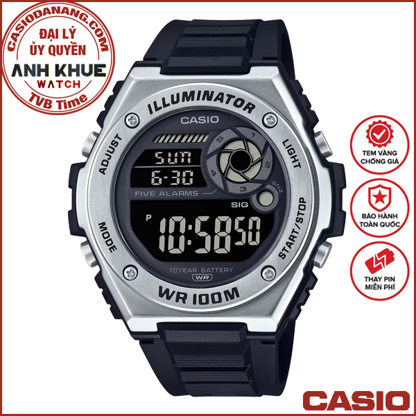 Đồng hồ nam dây nhựa Casio Standard chính hãng Anh Khuê MWD-100H-1BVDF (50mm)