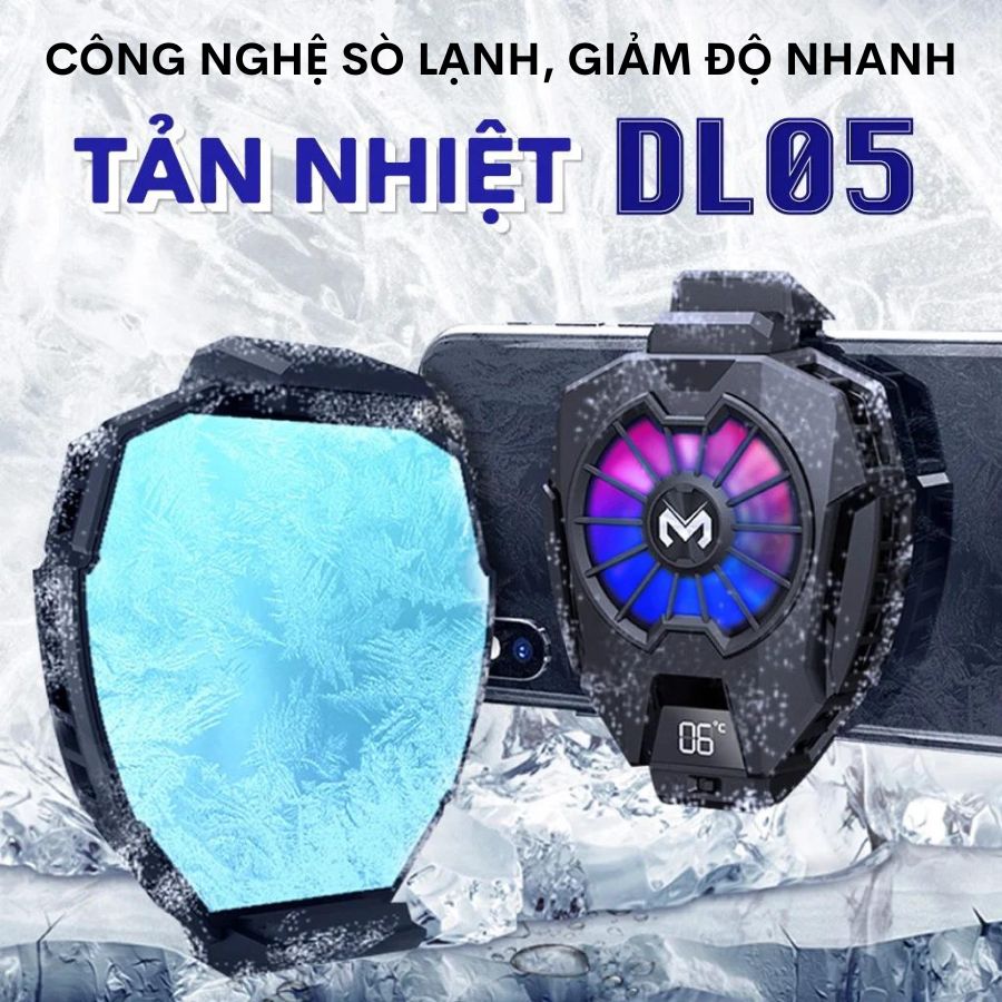 Hình ảnh Quạt tản nhiệt MEMO DL05 - Thiết bị hạ nhiệt gaming dành cho điên thoại siêu lạnh, hiển thị nhiệt độ, LED RGB, Kẹp thu vào 2 chiều - Hàng Nhập Khẩu