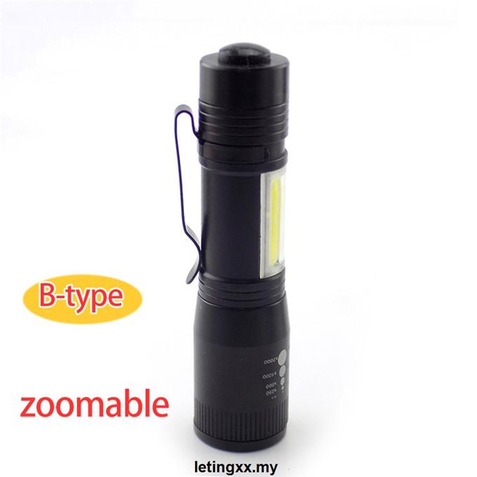 Đèn Pin 2 Bóng Led Cob Q5 Sạc Usb Tiện Dụng Khi Đi Cắm Trại