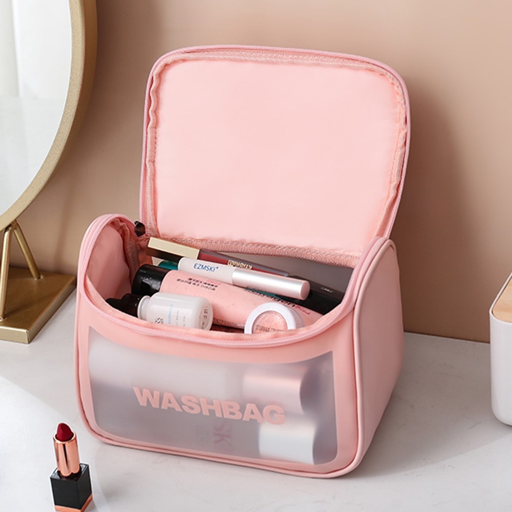 Túi đựng mỹ phẩm WASHBAG phong cách Hàn Quốc dễ thương, xinh xắn, có quai xách cao cấp, màu thời trang