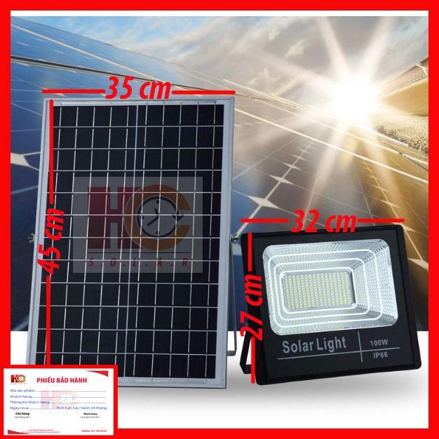 Đèn pha năng lượng mặt trời 100W – Vỏ nhôm, Đèn Led NLMT, Tấm pin NLMT rời, Ánh sáng trắng