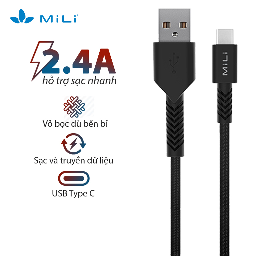 Hình ảnh Dây Cáp Sạc USB Type-C MiLi 1.2m HX-L12 - Hàng Chính Hãng