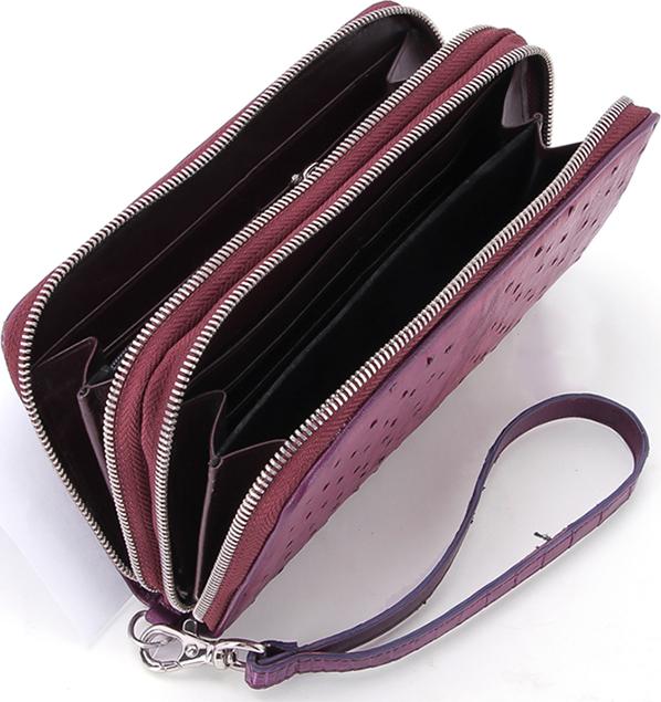 Ví Nữ Da Đà Điểu 2 Khóa Huy Hoàng HT3446 - Tím