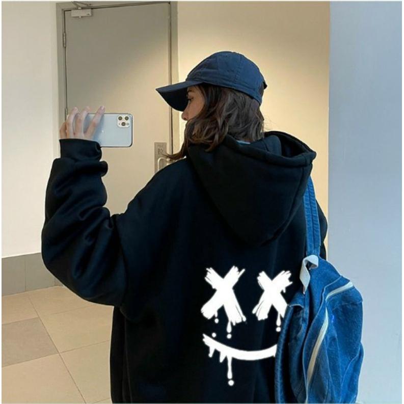 ÁO Hoodie thun nỉ đẹp in decan phát sáng chất NỈ ngoại, hình mặt cười form rộng năng động