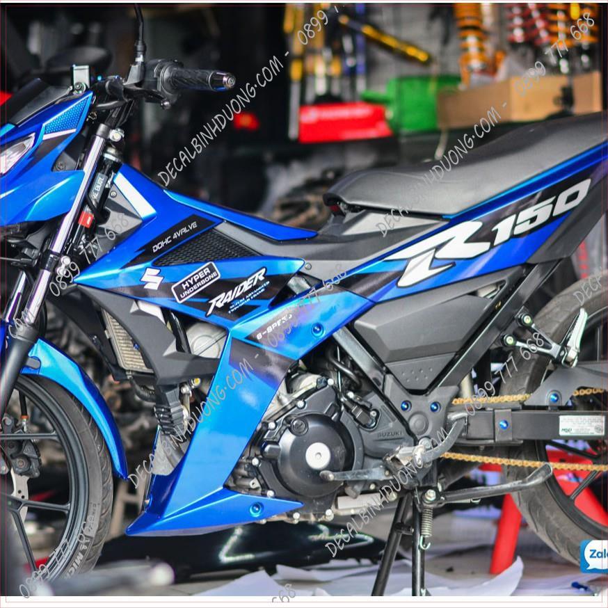 Decal Xe Máy - Tem Trùm dành cho Satria, Raider Xanh Bạc Đen Đẹp Nhất Soeei Đẹp