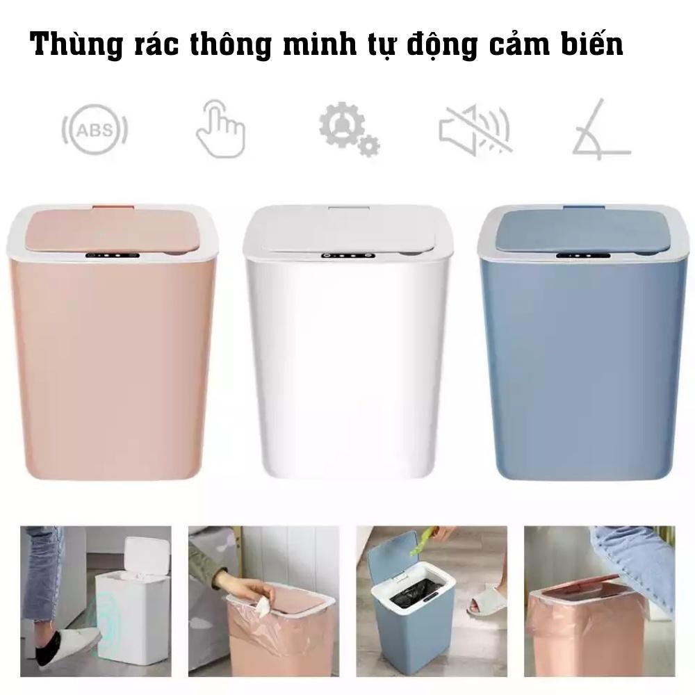 Thùng đựng rác thông minh tự động cảm biến hồng ngoại dung tích 14l sac điện