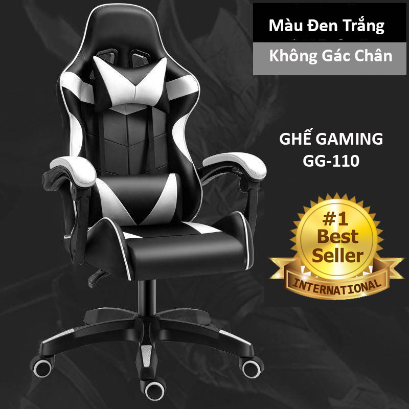 Ghế Gaming GG-110 - Đệm Ghế Cao Su Non Bọc Da PU Cao Cấp - Đủ Màu - Có Gác Chân - Hàng Chính Hãng