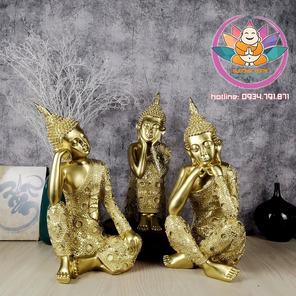 Tượng phật tam thế An nhiên màu vàng Nhật_phong thủy trang trí nhà cửa_Thờ cúng