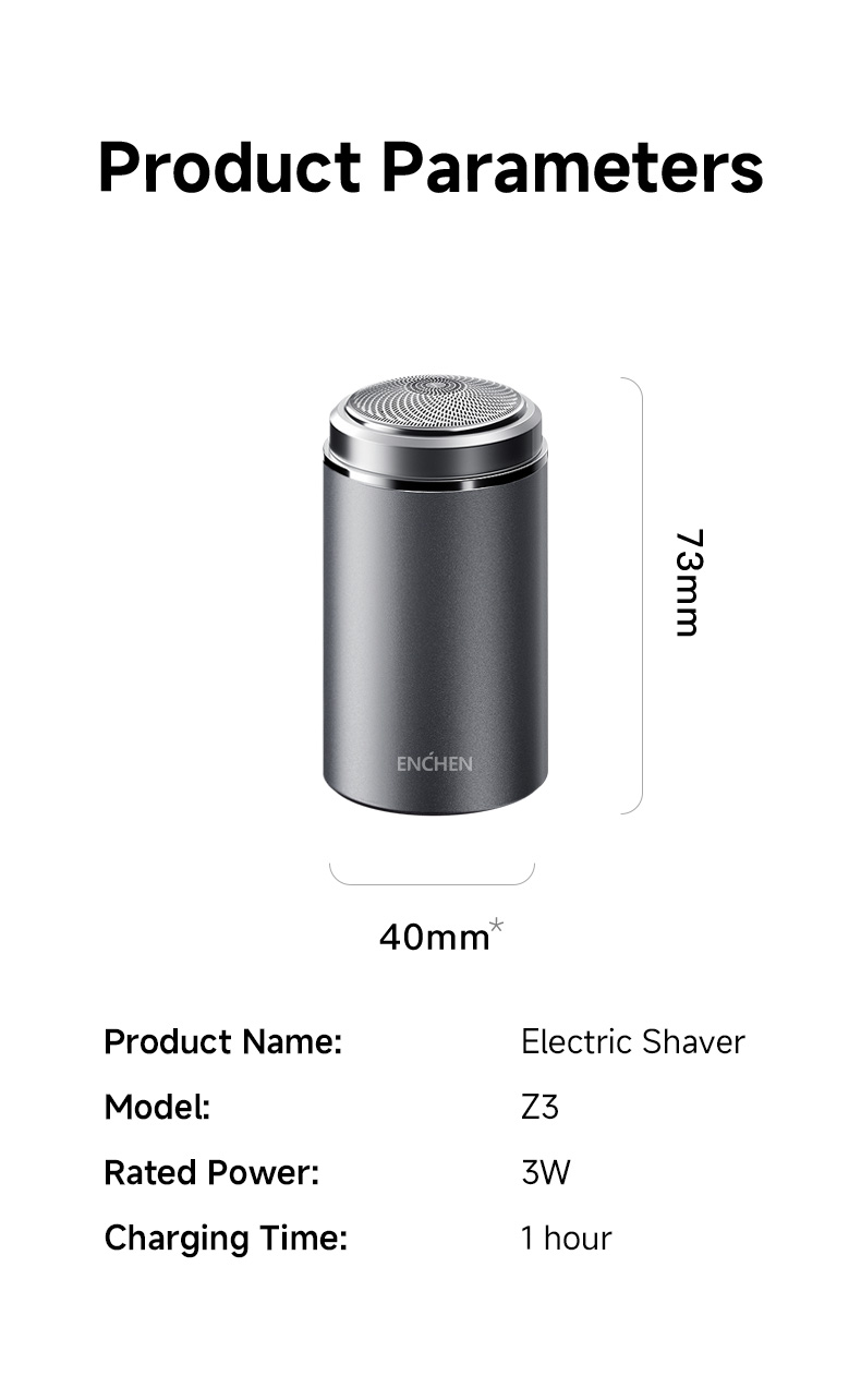 Máy cạo râu bỏ túi Mini Enchen Z3 pocket shaver nhỏ và tiện bảo quản, lưỡi 6 cánh dễ làm sạch - Hàng chính hãng