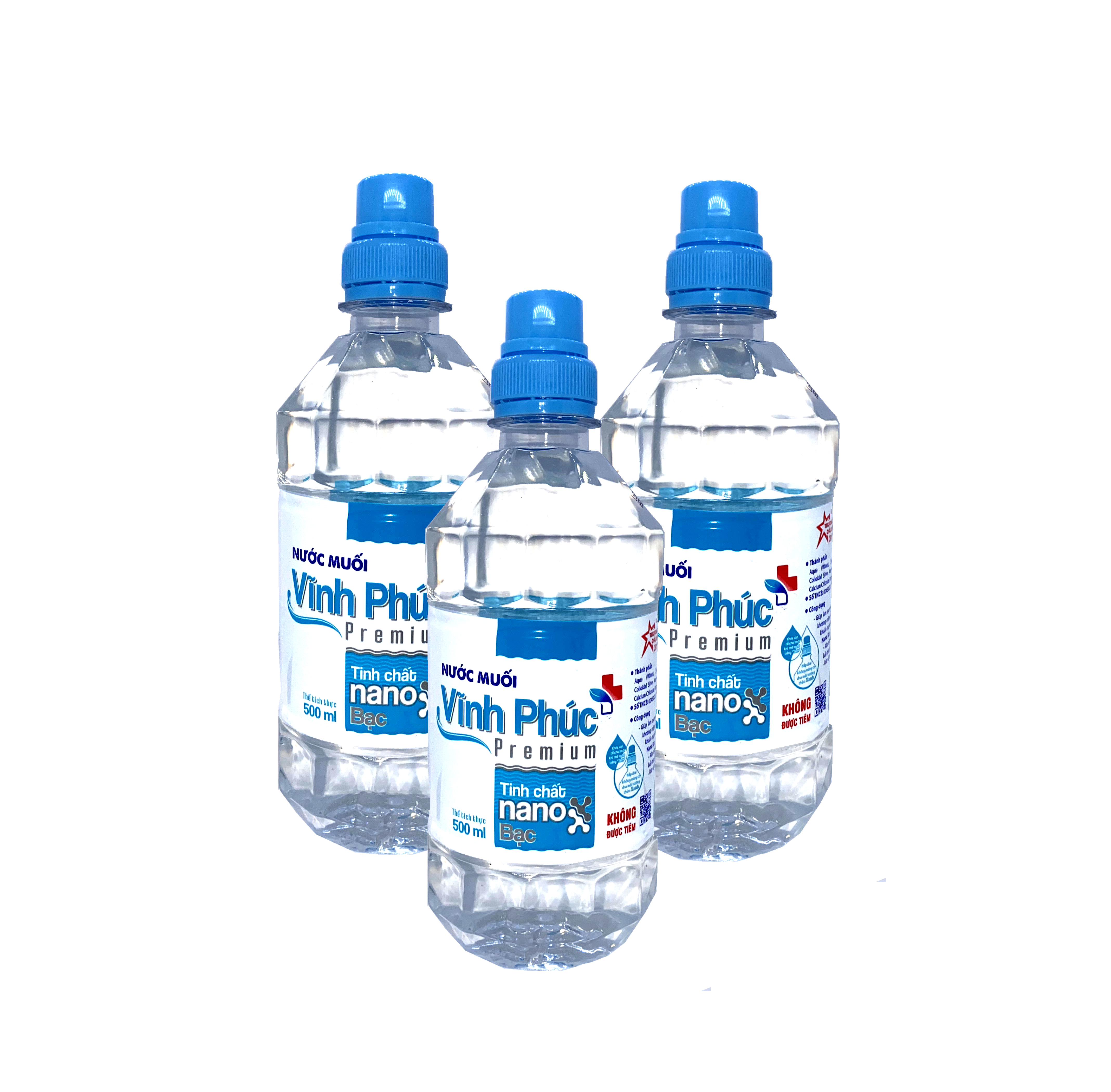 Combo 3 Chai Nước Muối Vĩnh Phúc Premium Tinh chất Nano Bạc, Tăng cường khả năng diệt khuẩn
